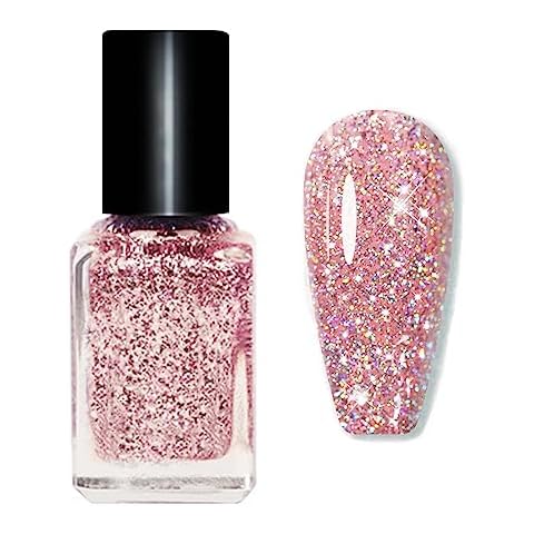 EONFAVE Rose Gold Glitter Nail Polish Cover