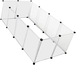 Fkstyle Fence Pet Cage, 27.6 x 19.7 inches (70 x 50 cm), Set of 12, Transparent, Pet Circle, Dogs, Cats, Babies, Baby Gates