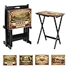 Cape craftsmen wine label classic tv trays table set of 4 rectangular folding couch trays easy storage decorative portabe serving tables for home activities wine label  urban country home decor