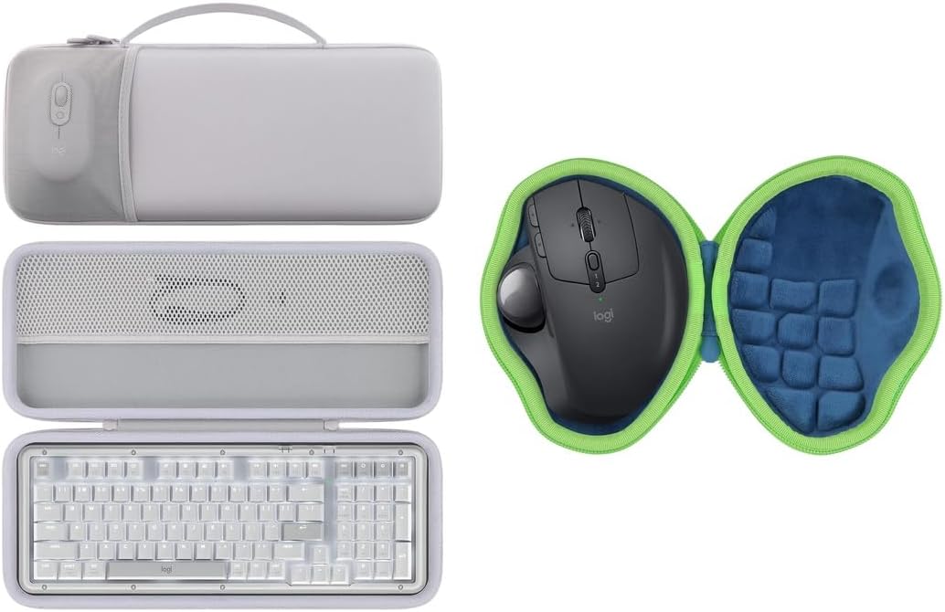co2CREA Hard Case Bundle for Logitech Alto Keys K98M Keyboard & MX Ergo/MX Ergo S Wireless Trackball Mouse, Travel Protective Storage Case with Mesh Pocket for POP Mouse and Accessories