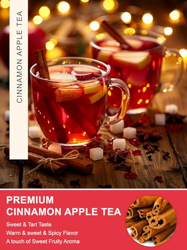 Image of TeeLux Cinnamon Apple Tea Bags, 2.8g /bag, Cinnamon with Hibiscus Herbal Tea, Sweet & Tart & Slightly Spicy, Caffeine Free, 60 Count