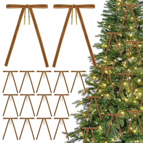 G2PLUS Lazos de Terciopelo de Navidad Marrón 13x18cm,24PCS