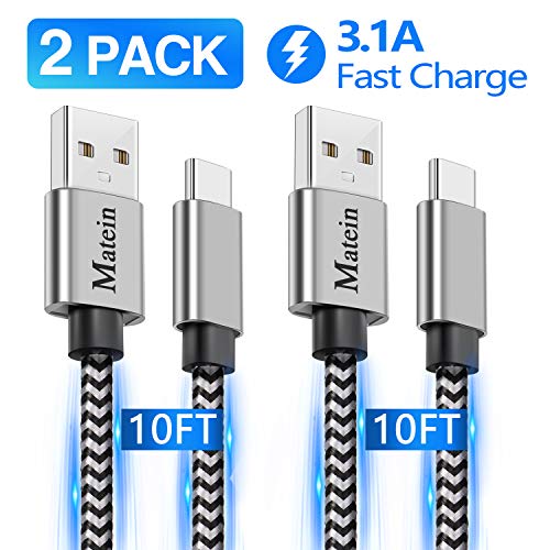 USB C Fast Charging Cable, 2 Pack 10FT Extra Long Durable Braided USB