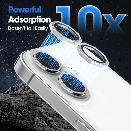 Image of GadgetBite Snaptra Octagon Lens Protector Compatible With iPhone 16 & iPhone 16 Plus - 9H Tempered Glass Camera Cover with Metal Ring, Scratch-Resistant,Camera Lens Protection -Silver