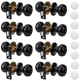 BAUMFEUER 8 Pack Matte Black Door Knobs, Privacy Interior Lock Bedroom Bathroom Keyless Doorknob Han