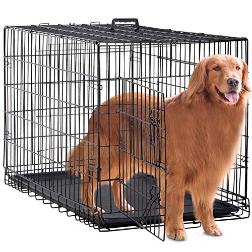 BestPet Large Dog Crate Dog Cage Dog Kennel Metal Wire Double-Door Folding Pet