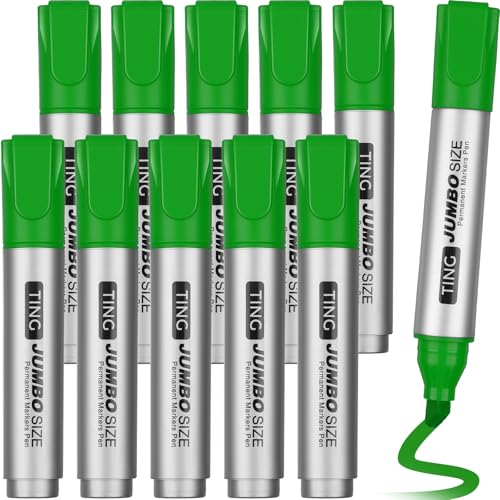 Fuutreo 10 Pack Jumbo Permanent Markers Bulk Large Chisel Tip