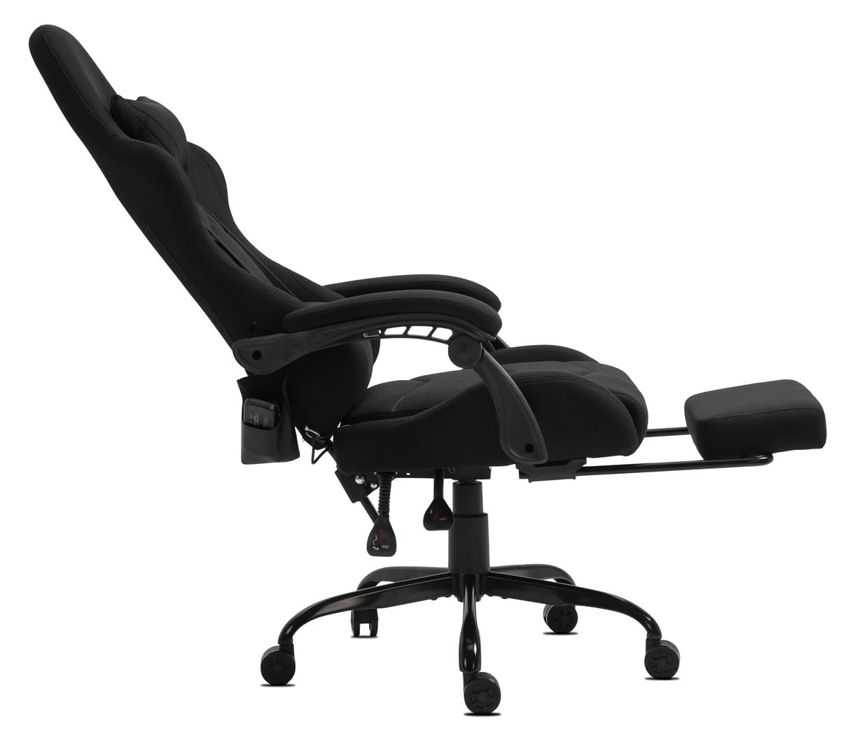 Delman Gaming Chaise Racing Chaise de Bureau Chaise d'ordinateur Fonction Massage avec 6 Points de Vibration Fauteuil de Direction Tissu Repose-Pieds Ergonomique 1036 (Black)