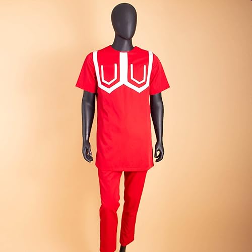 Miniatura 2 de Ropa africana para hombre, camisas y pantalones, conjunto de 2 piezas, blusa vintage, traje casual