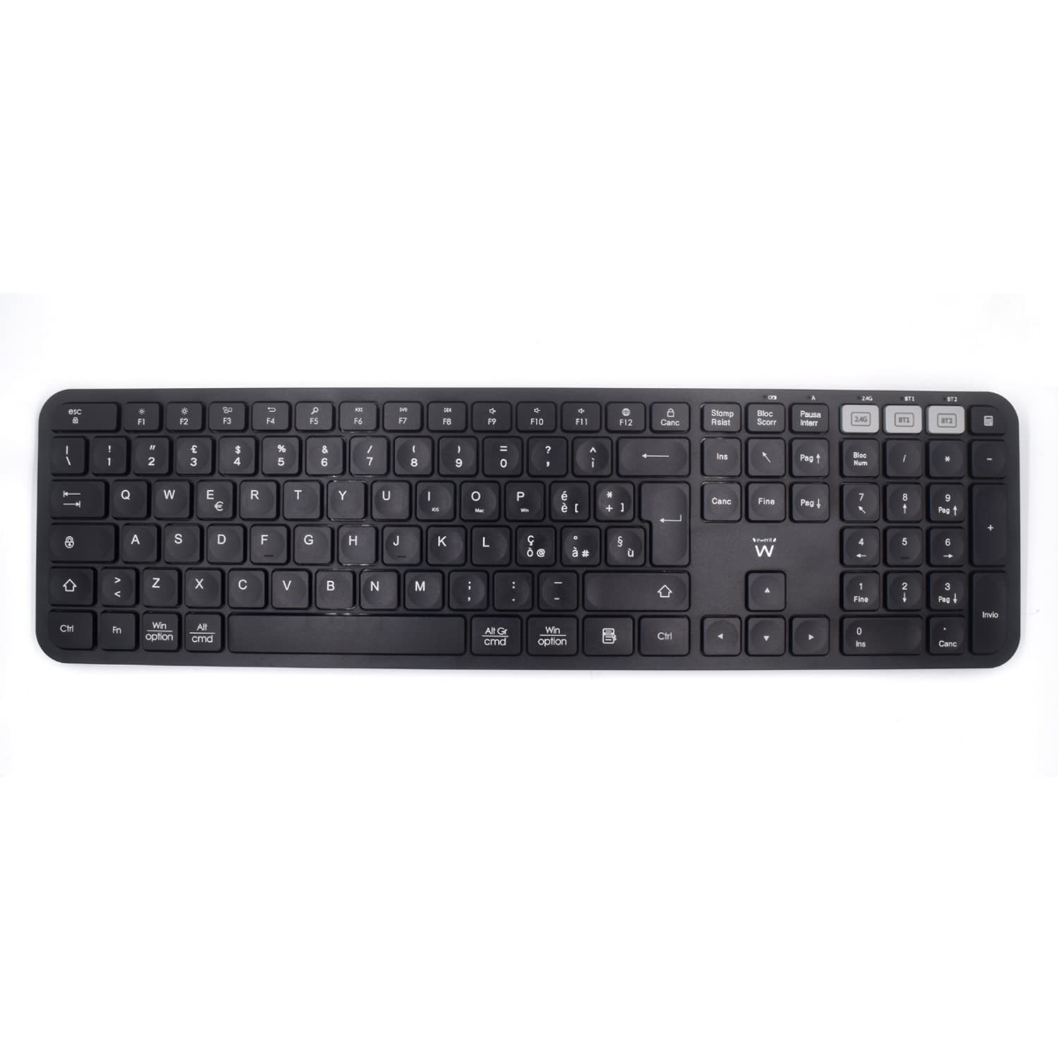 Ewent EW3275 Multi-Connect Wireless Keyboard for Windows, Mac OSX, iOS and Android, Very Long Battery Life with Italian QWERTY Layout