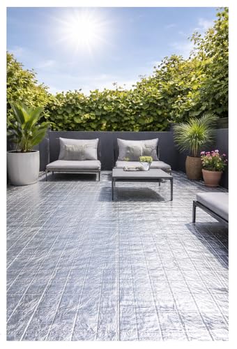 Image of Heat Reflective Mat for Terrace /Roof - Rubber Floor Mat (Silver /Black, 20 feet x 2 feet)