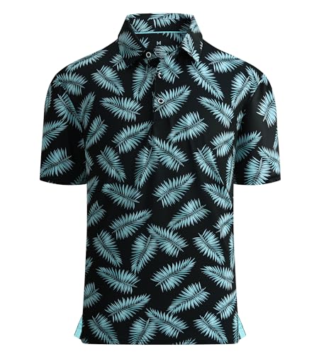 Alex Vando Mens Golf Shirt Moisture Wicking Quick-Dry Print Performance Polo Shirts for Men