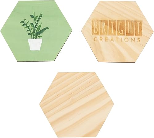 Miniatura 7 de Bright Creations Paquete de 15 recortes hexagonales de madera sin terminar para manualidades, 14 de pulgada de grosor para quemar madera, grabado (4