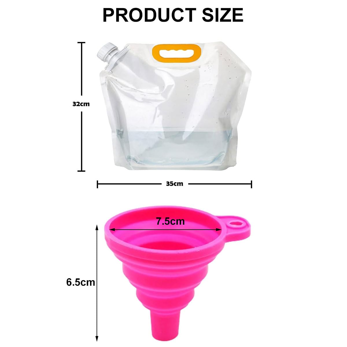 Tanica Acqua Pieghevole 5 Litri - Per Campeggio, Escursionismo, Emergenze, Materiale Senza BPA