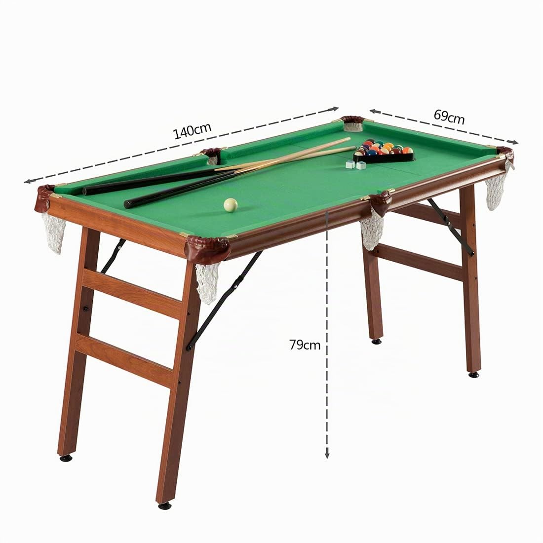 YP Mesa de billar plegable, mesa de billar, 140 x 74 x 80 cm