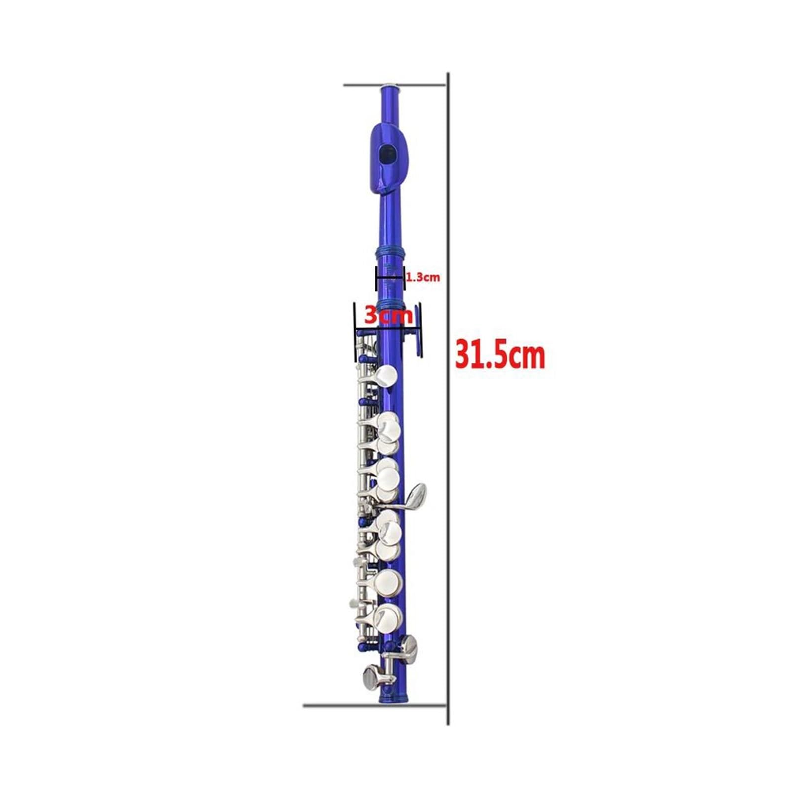 flauto traverso Chiave C Piccolo Flauto Di Mezza Misura Professionale In Cupronichel Blu Argento Chiave Piccolo Con Custodia Imbottita In Tessuto