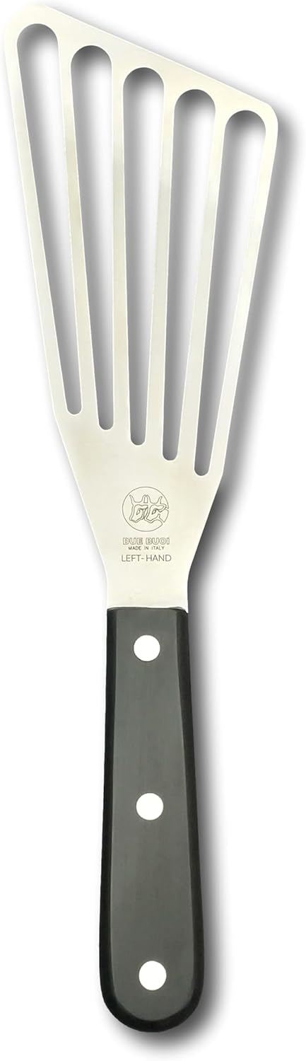 DUE BUOI Flexible Left Hand Turner Spatula Blade dimension 3" x 6"1/3. Professional quality restaurant. Kitchen bbq grill griddle fish fry.