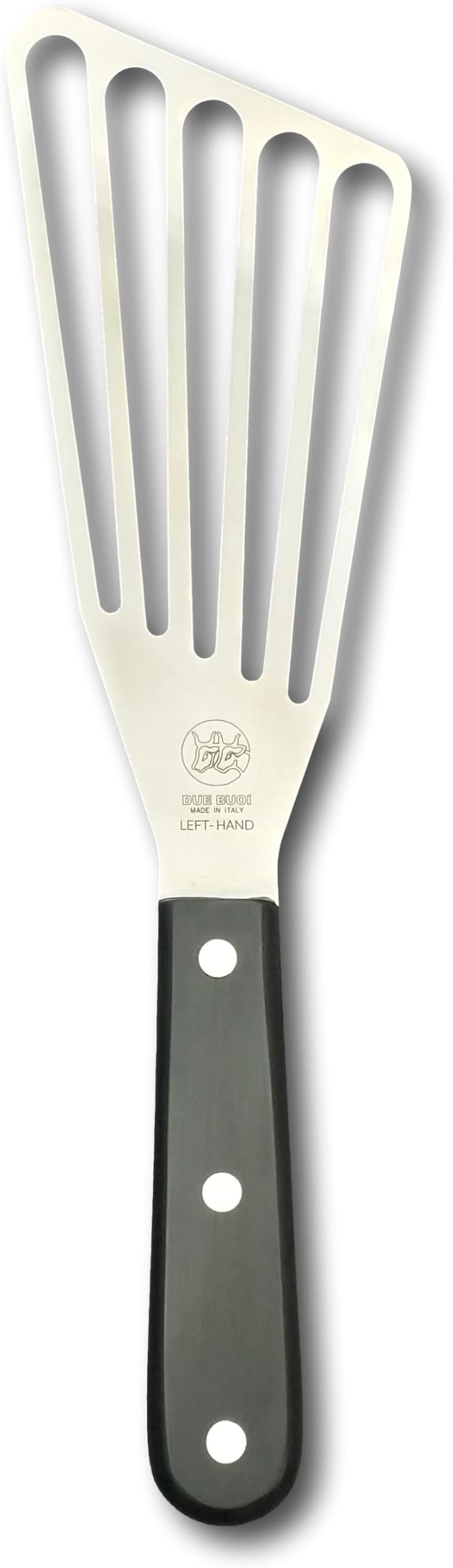 DUE BUOIFlexible Left Hand Turner Spatula Blade dimension 3" x 6"1/3. Professional quality restaurant. Kitchen bbq grill griddle fish fry. ICQ Approved.