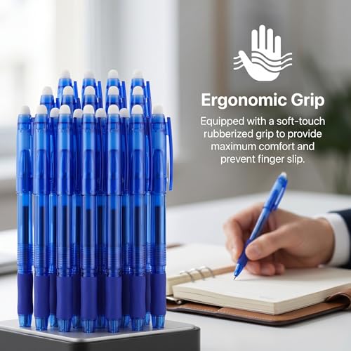 Bolígrafos borrables de gel azul VILMA, pack de 12 miniatura 4