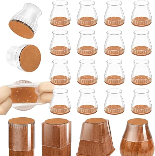 Chair Leg Floor Protectors & Furniture Sliders for Hardwood Floors, 24 Pcs Silicone Felt Pads for Chair Legs, Scratch-Resistant Furniture Pads Chair Feet Protectors Fit 1.3" to 1.97"