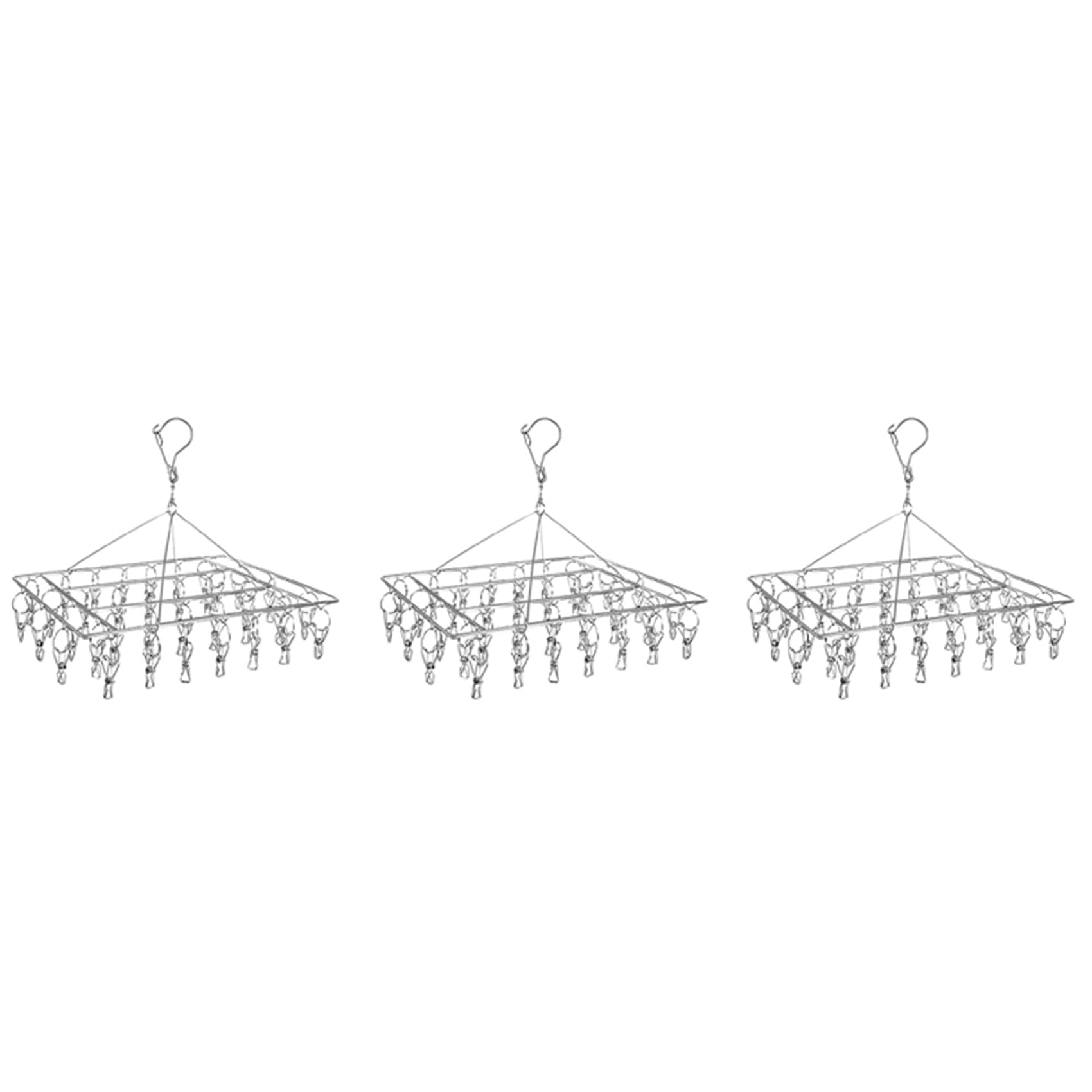 Hndhbfgrt 3X Sock Drying Racks Laundry Drip Hanger Rectangle with 30Pcs Pegs Indoor Outdoor Clothesline Hanging