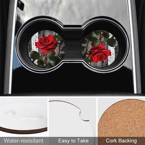 2 Pack Posavasos para Carro Rosas Rojas miniatura 5