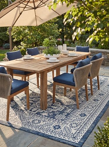 Rugs.com Outdoor Aztec Collection Rug – 10' x 13' Blue