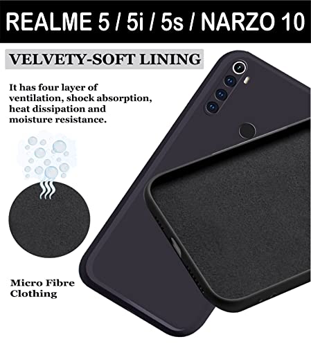 Image of A rtistque Back Cover Case for Realme 5 / 5i / 5s / Narzo 10 with Camera Protection |Shockproof TPU|Stylish Protective Design|Slim Fit | Ultra Matte | Realme 5 / 5i / 5s / Narzo 10 Back Cover - Black