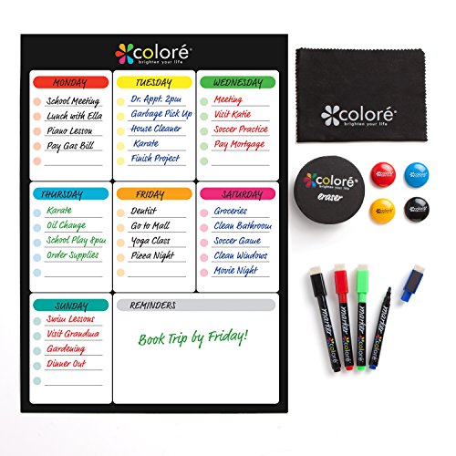 Colore Snow-White Large Dry Erase Magnetic Whiteboard for Fridge or Calendar - Portable & Stain-Proof White Board