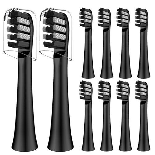 Toothbrush Replacement Heads Compatible with Colgate 360 Sonic Power Charcoal Battery Toothbrush 10 Pack Black