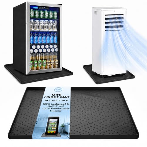 JoySil 19.7x19.7x0.6 Silicone Mini Fridge Mat Floor Protector (Black)