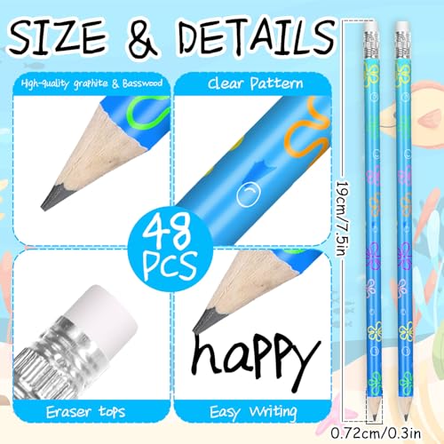 Lápices de grafito AnyDesign pack x48 con borrador miniatura 2
