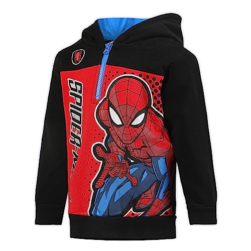 Marvel Spider-Man Boys Half Zip Up Long Sleeve Hooded Sweatshirt for Toddlers and Big Kids2