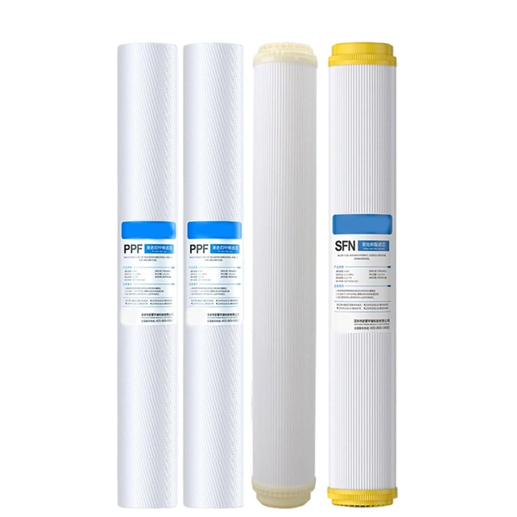 1 zestaw wymienny 20calowego 4-stopniowego systemu prefiltracji, zawierający 2 filtry sedimentacyjne PP 1/5 mikrona + membranę UF + filtr SFN uzdatniania wody całym domu