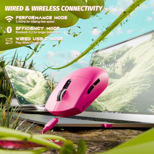 Image of ATTACK SHARK G3 Pro Wireless Gaming Mouse with Magnetic Charging Dock,Rose | PixArt PAW3311 Gaming Sensor,BT /2.4G Wireless /Wired Gaming Mouse,25K DPI,59g Ultra-Lightweight Gamer Mice for PC /Win /PS4 /Mac