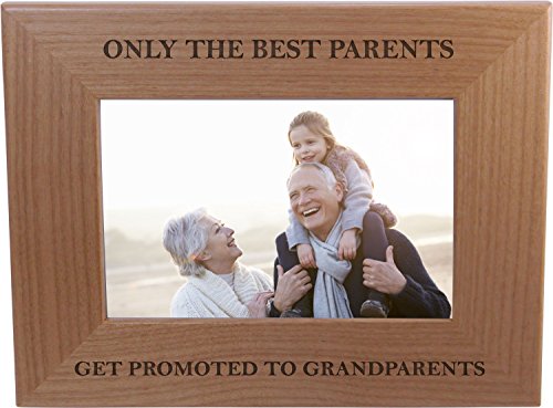 CustomGiftsNow Only The Best Parents Get Promoted To Grandparents - Wood Picture Frame Holds 4x6 Inch Photo - Great Christmas, Father's Day, Mother's Day Gift For Parents (4x6-inch Horizontal)