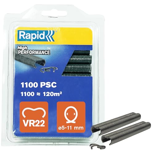 Rapid VR22 - Agrafes à Grillage en Acier Galvanisé, Plastifié Gris, Compatible avec les Grillages 5-11 mm, Idéal pour Sécuriser Cages & Clôtures, 1100...