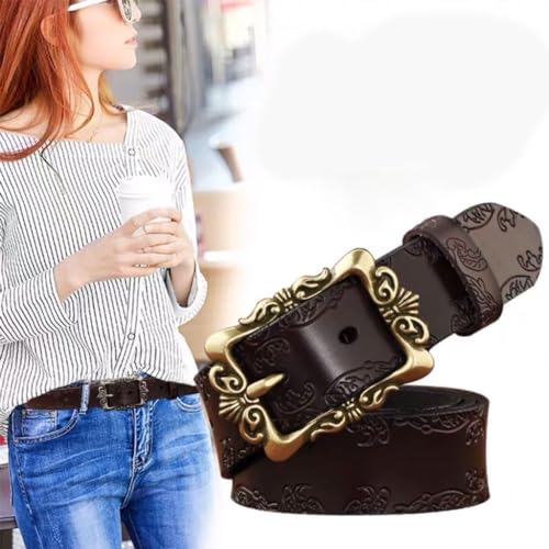 Woman Men Waist Belt for Dresses Nightclub Pin Relief Pattern Buckle Waist Belt4