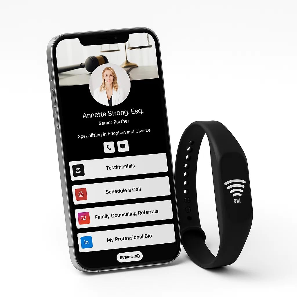 Digital Business Card Bracelet, Tap to Share Bracelet, Medical Alert Bracelet, Fundraising Bracelets, Networking Bracelet, Compatible with iPhone and