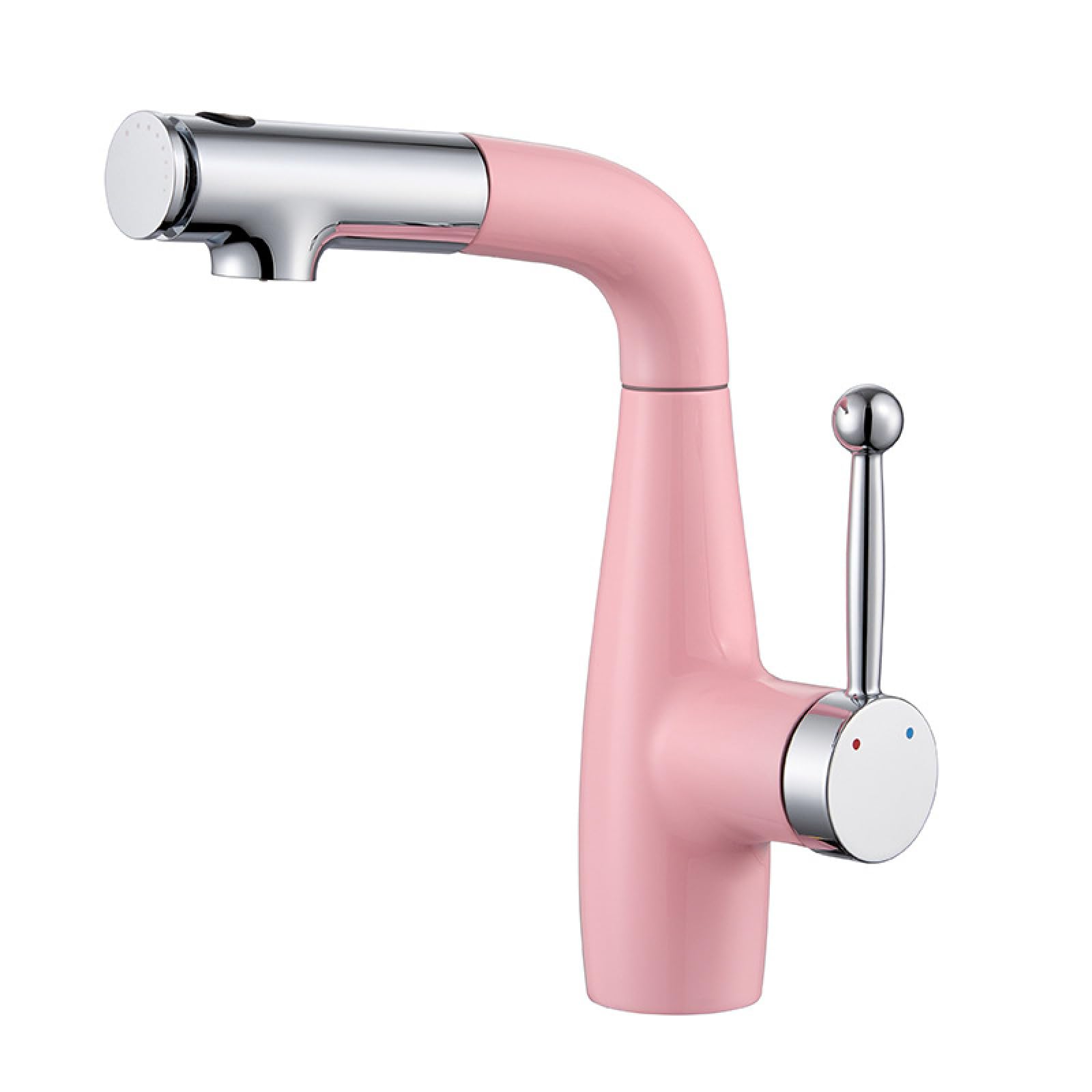 Fanjubei Pink Bathroom Lift-Pull Washbasin Faucet,