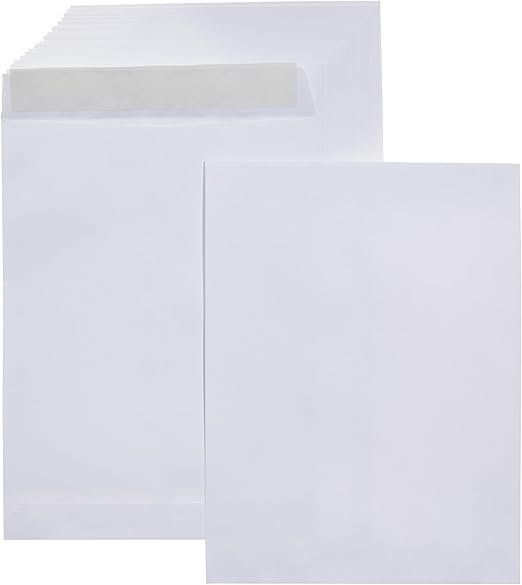 Amazon Basics Catalog Mailing Envelopes, Peel and Seal, 9x12 Inch, 100-Pack, White