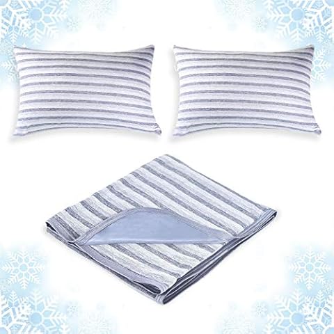 Ailemei Direct Cooling Throw Blanket and Cooling Pillow Cases Standard Size Set of 2 Bundle Cover