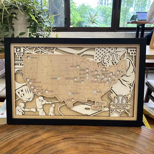 Personalized Baseball Stadium Map Tracker | Custom Travel Map for Baseball Fans | Unique Gift for Dads, Husbands, and Kids | Durable Wooden Design for Lasting Memories - Image 6