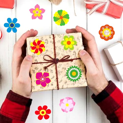 Image of 500Pcs Holographic Flowers Stickers Rolls 1in Laser Waterproof Stickers for Kids 10 Colors Flowers Self-Adhesive Sticker Rolls for Classroom Reward Scrapbook Journal Envelope Decorations