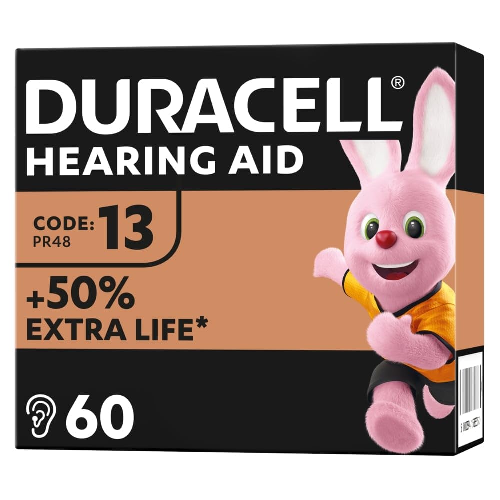 Duracell Hearing Aid Batteries Size 13, Pack of 60
