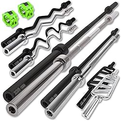 Barra Pesas 50 Mm C.P. Sports olímpica barra de pesas 50 mm para competición olímpica pesas - longitud de grabación: 39 cm, longitud total 220 cm, sostiene hasta 250 kg, olímpica cierre rápido rojo 50 mm