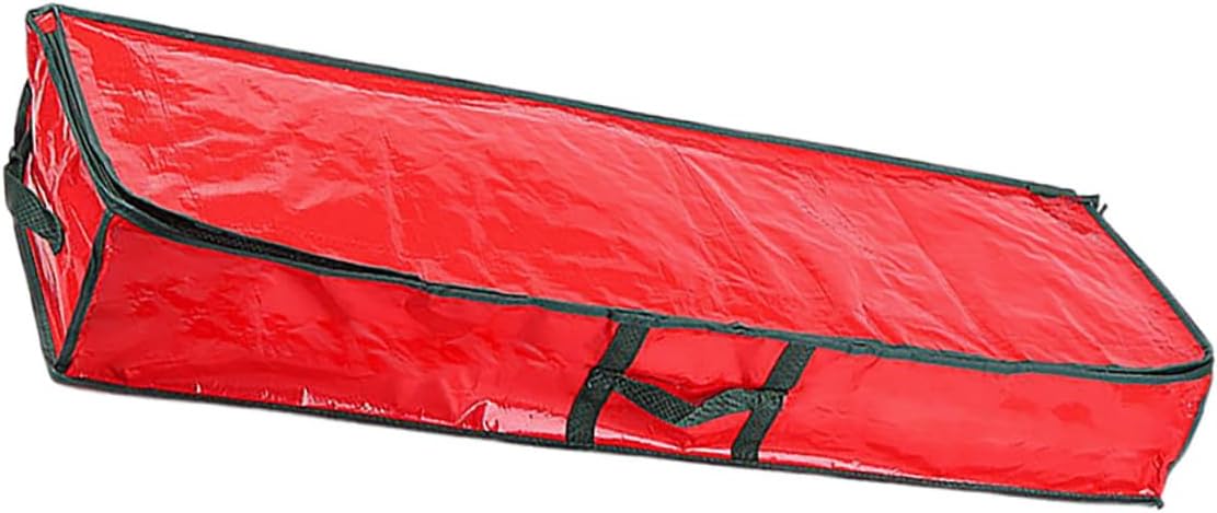 Large Waterproof Christmas Tree Storage Bag with Handle, 120x36x13cm Red Zippered Holiday Storage Carrier for Artificial Tree Organization and Seasonal Decor