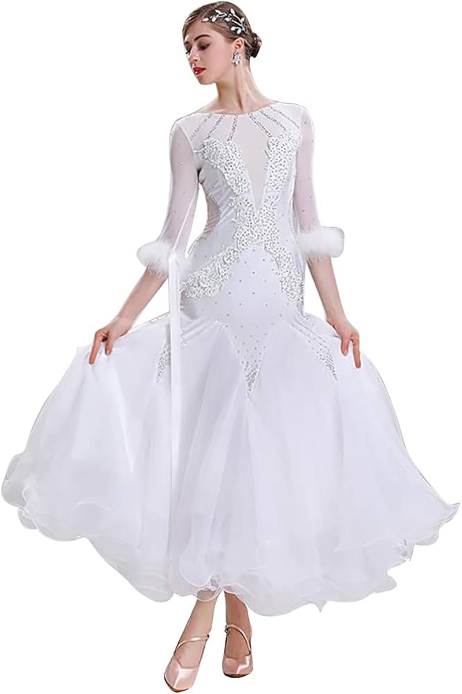 Amazon.co.jp: 社交ダンスドレス モダンダンス ロング丈ワンピース