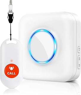 Wireless Caregiver Pager Call Button Alert, Life Alert Caregiver Pager for Elderly, Call Bell for Patients at Home with 600ft Range, Waterproof Panic Button Nurse Call Alert for Seniors/Disabled
