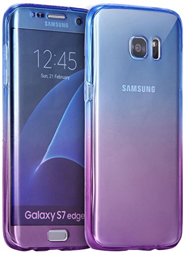 AMASELL SWEET-429 Samsung Galaxy S7 Edge Case, Full Body 360 Coverage Protective, Scratch Resistant Crystal Soft TPU Silicone Rubber Cover - Blue Purple